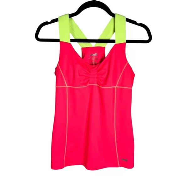 AVIA Neon Pink & Yellow Active Tank Top, Medium, Racerback, Built-in Support - Picture 1 of 4